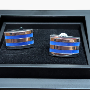 Gemelos rayas azul y plateada