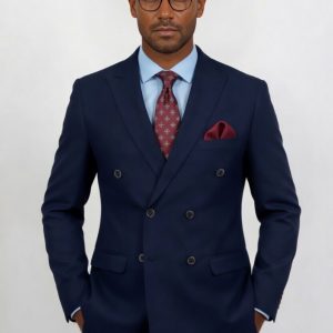 Traje hombre azul marino slim fit cruzado Alexander & Co